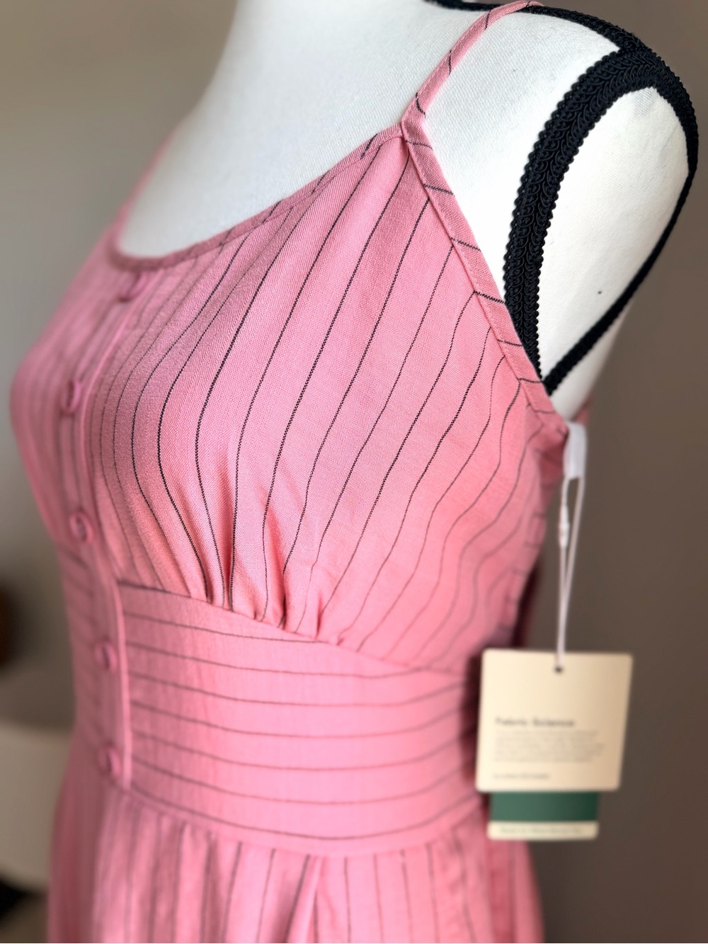 Halara Tie Back Cut Out Stripe Linen-Feel Slip Jumpsuit with Pockets – NWT - Picture 3 of 12